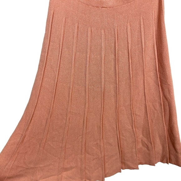 Vintage Union Made Blush Pink Pleated Knit Midi Skirt M/L - Picture 2 of 4